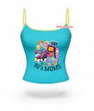 Mavi 90's Moms Baskı Askılı Crop