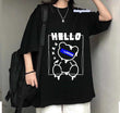 Hello Large Baskılı Siyah T-Shirt