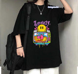 Lonely Love Is Hurt Baskılı Siyah T-Shirt