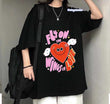 Fly On The Wings Of Love Baskılı Siyah T-Shirt