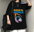 Magıcal World Baskılı Siyah T-Shirt