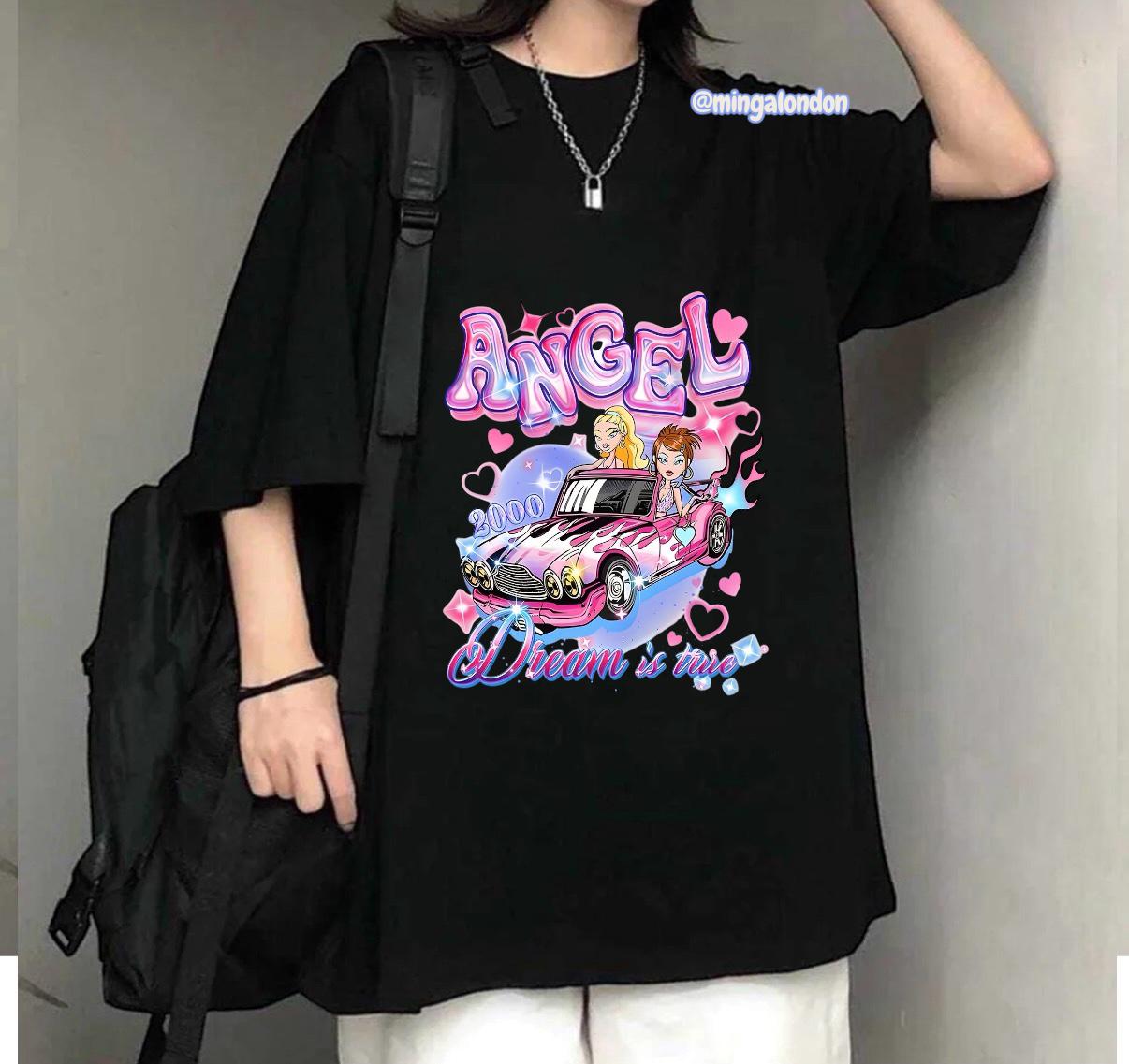 Angel 2000 Baskılı Siyah T-Shirt