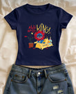 All Hail King Stıtch Baskılı Lacivert Kemer Boy Y2K Kısa Kollu T-Shirt
