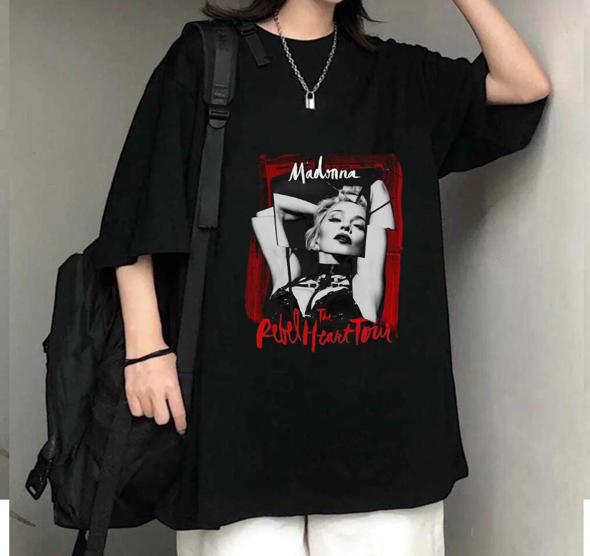 Madonna  The Rebel Heart Tour Baskılı Siyah T-Shirt