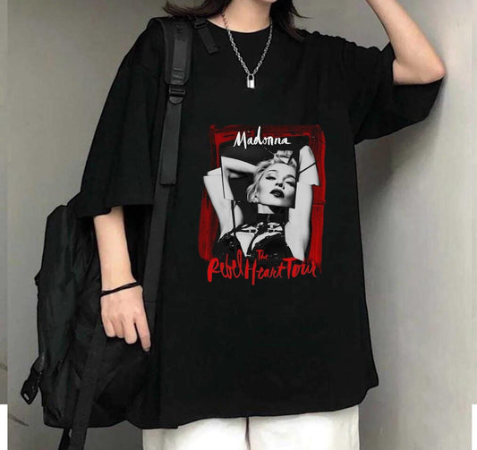 Madonna  The Rebel Heart Tour Baskılı Siyah T-Shirt