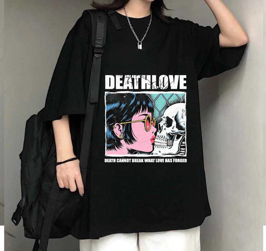 Death Love Baskılı Siyah T-Shirt
