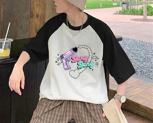 Reglan Kol Bang Bang Baskılı T-Shirt