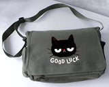Haki Good Luck Baskılı Postacı Çanta
