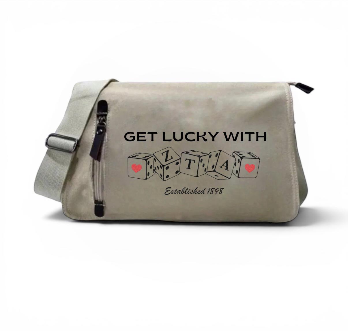 Bej Get Luck Wıth Baskılı Postacı Çanta