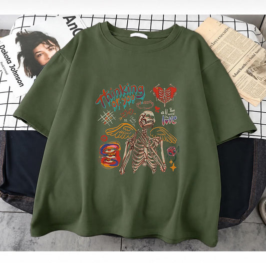 Think Of You Baskılı Haki T-Shirt