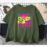 Change The Rules Baskılı Haki T-Shirt