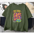 Good Things Are Coming Good Luck Baskılı Haki T-Shirt