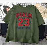 Psalm 23 The Lord Is My Shepherd Baskılı Haki T-Shirt