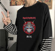Fake Kollu Iron Maiden Senjutsu Samuray Baskılı Oversize T-Shirt