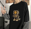 Fake Kollu Retro Bot Baskılı Oversize T-Shirt