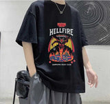 Stanger Things Hell Fire Baskılı Siyah T-Shirt