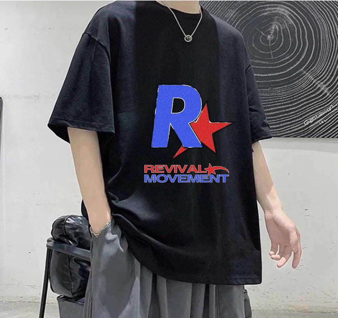 Revival Movement Baskılı Siyah T-Shirt