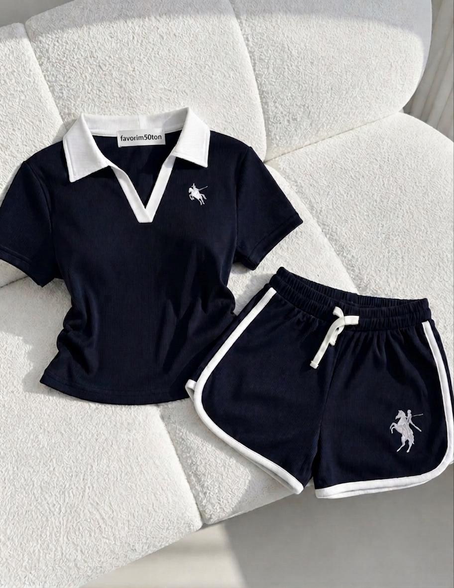 Lacivert Fit Soul Polo Yaka Şort Takım(Ön Sipariş-20 Temmuz Tarihinde Kargolanacak)