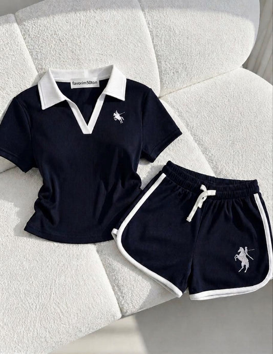 Lacivert Fit Soul Polo Yaka Şort Takım(Ön Sipariş-20 Temmuz Tarihinde Kargolanacak)