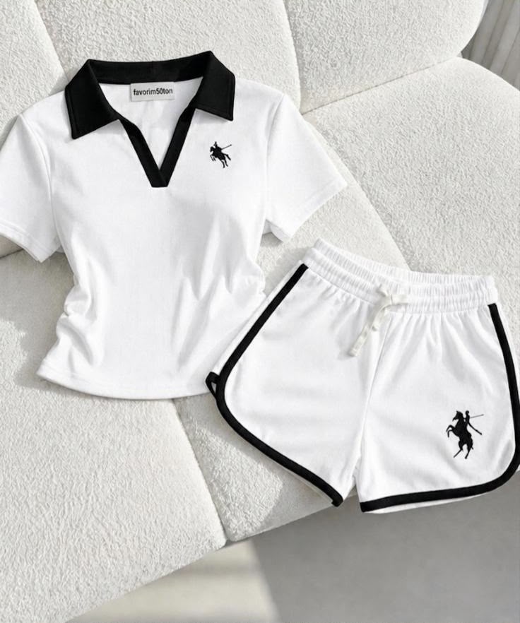 Beyaz Fit Soul Polo Yaka Şort Takım(Ön Sipariş-20 Temmuz Tarihinde Kargolanacak)