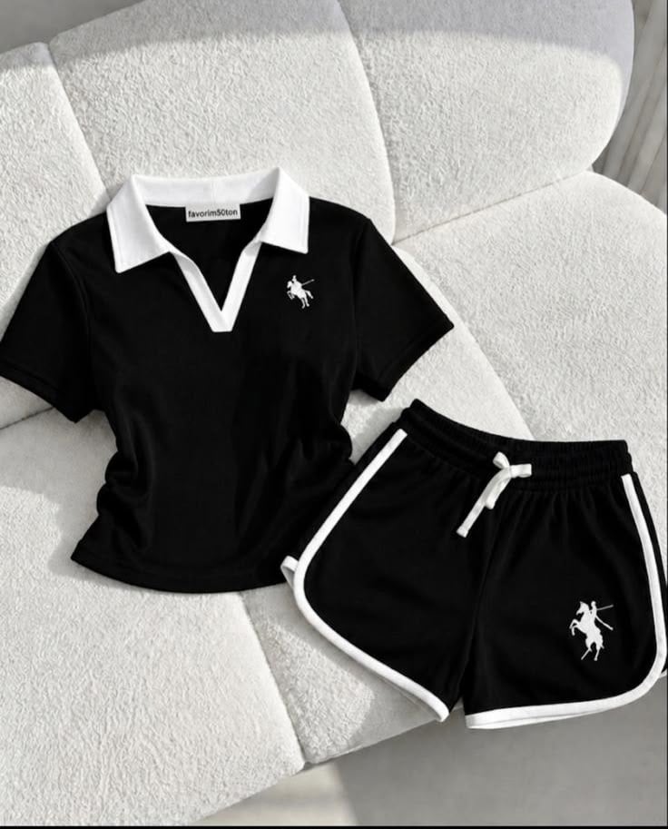 Siyah Fit Soul Polo Yaka Şort Takım(Ön Sipariş-20 Temmuz Tarihinde Kargolanacak)