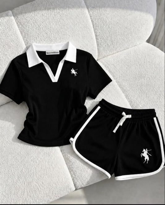 Siyah Fit Soul Polo Yaka Şort Takım(Ön Sipariş-20 Temmuz Tarihinde Kargolanacak)