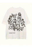 Y2K Retro People Baskılı Unisex Oversize Beyaz T-Shirt