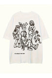 Y2K Retro People Baskılı Unisex Oversize Beyaz T-Shirt