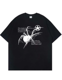 Y2k Spider Baskılı Siyah T-shirt