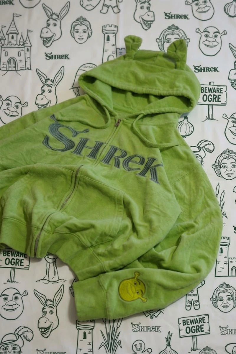 Yeşil Shrek Kulaklı Unisex Hırka