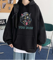 You Bum Cat Baskılı Siyah Unisex Oversize Kapüşonlu Sweatshirt