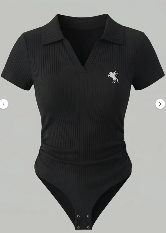 Polo Yaka Çıtçıtlı Likralı Premium Zıbın - Siyah
