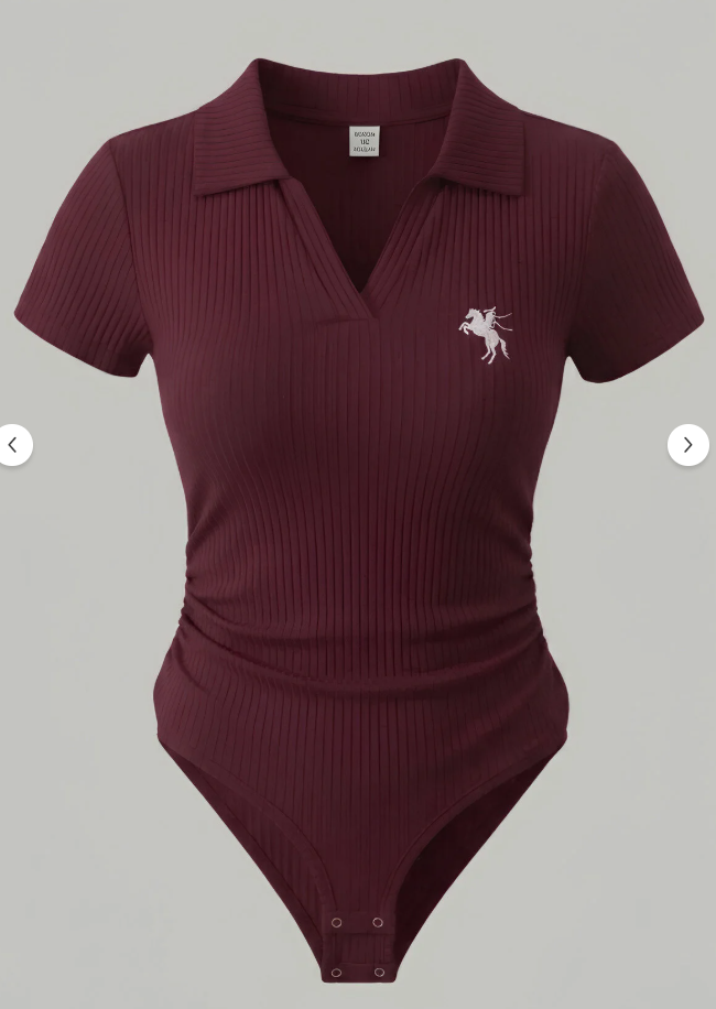 Polo Yaka Çıtçıtlı Likralı Premium Zıbın - Bordo