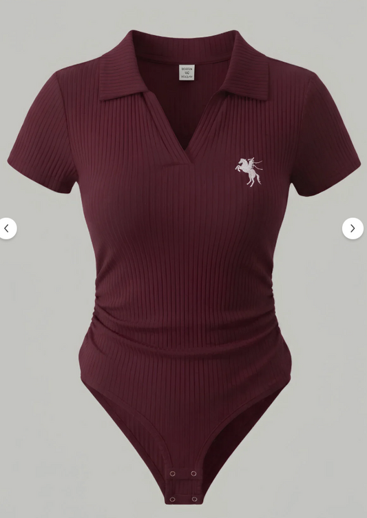 Polo Yaka Çıtçıtlı Likralı Premium Zıbın - Bordo