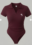 Polo Yaka Çıtçıtlı Likralı Premium Zıbın - Bordo